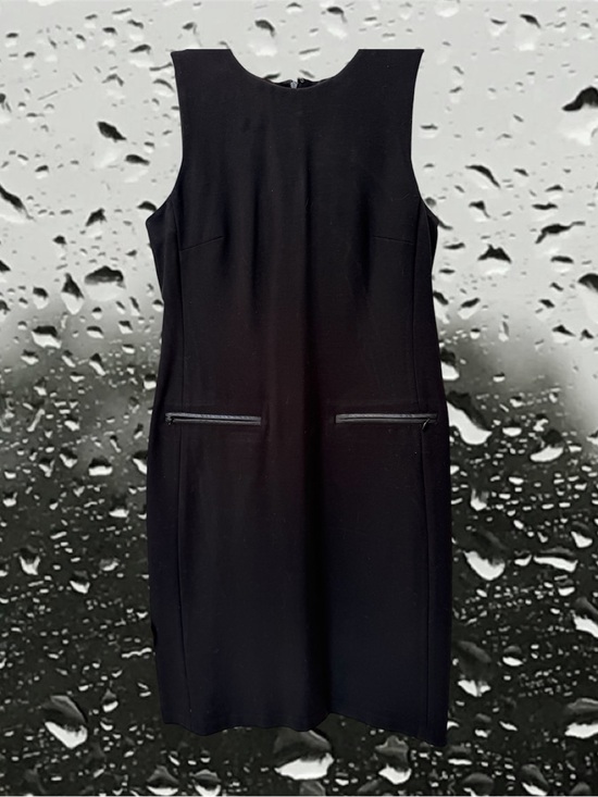 Talbots Dresses & Skirts - Talbots Classic Black Sleeveless Sheath Dress, Leather Trim Pockets, Sz 4